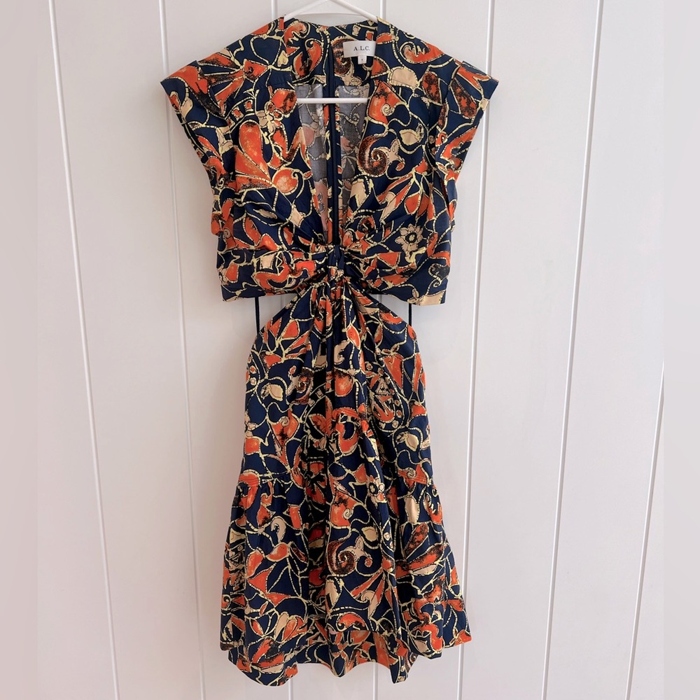 A.L.C. Lexi Cutout Mini Dress - Navy Multi Short Sleeve